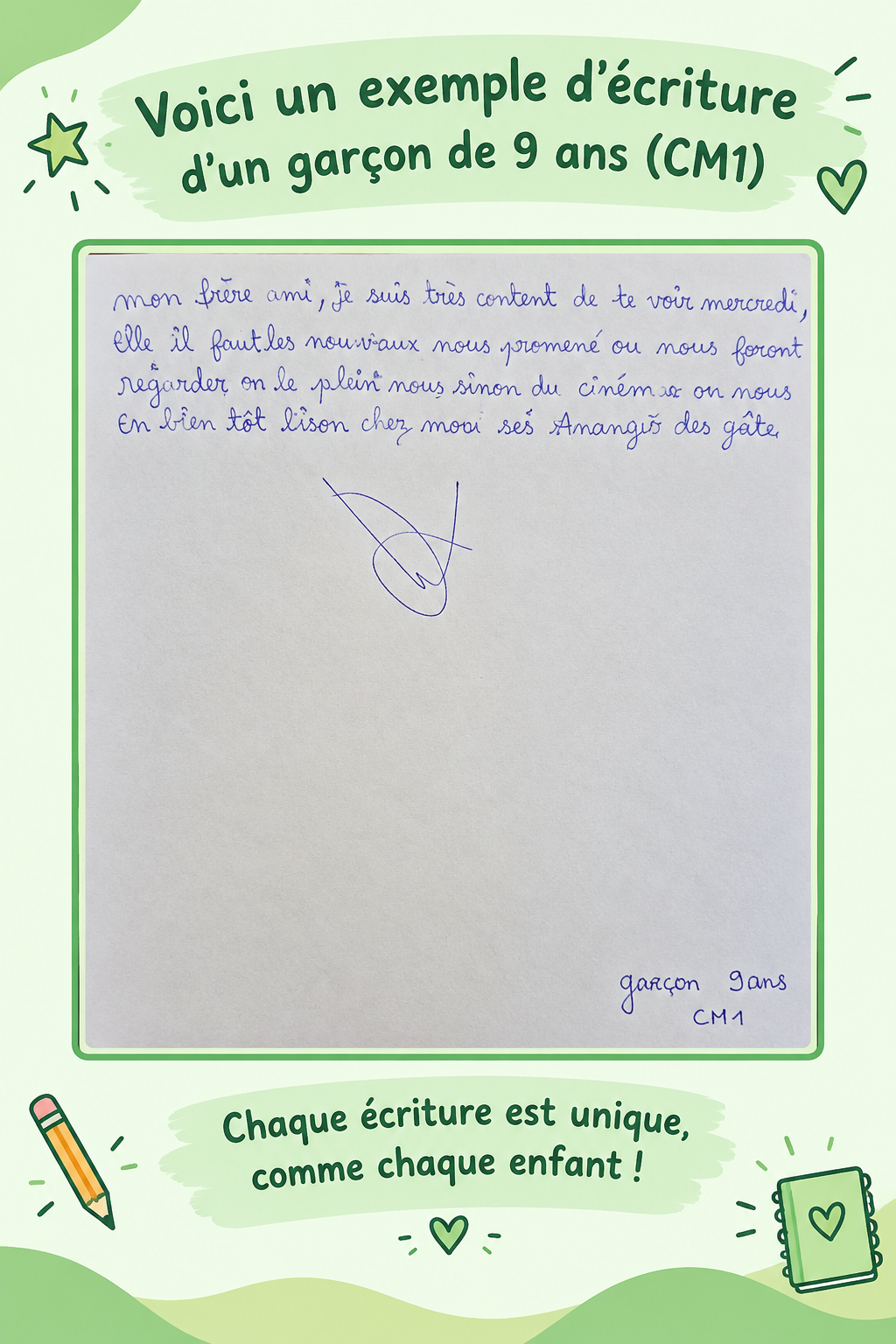 écriture garçon