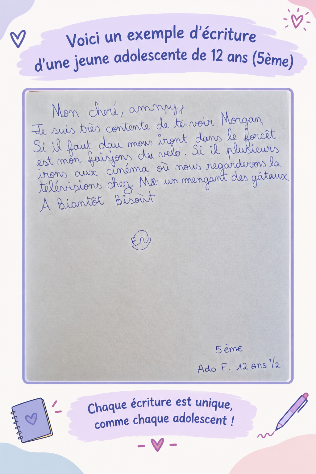 écriture jeune adolescente