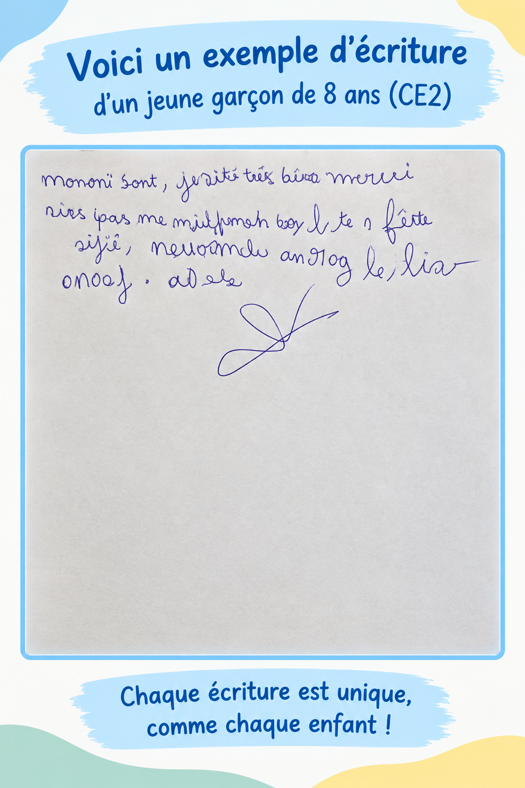 écriture jeune garçon
